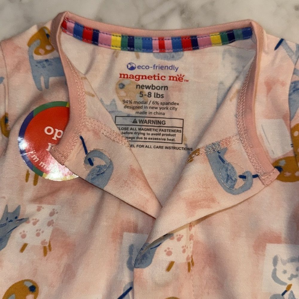 NWT Magnetic Me Modal Pink & Blue Cat Artist Footie - Picture 3 of 7